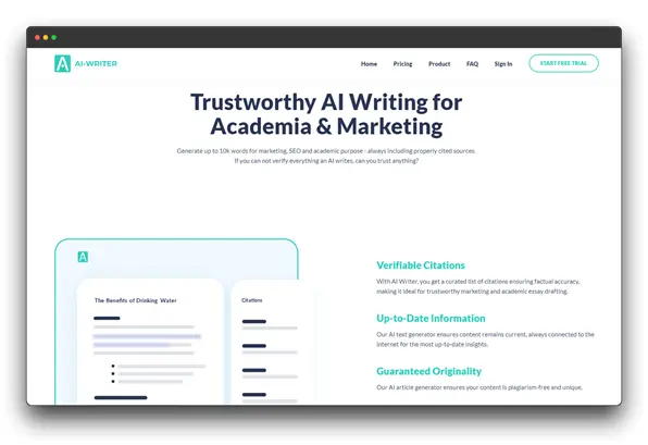 AI-Writer: Create High-Quality, Original Content with Verifiable Sources

